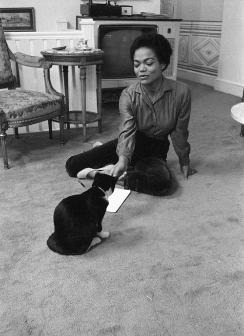 twixnmix:Eartha Kitt photographed by Ben Martin at home, 1957.