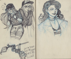 Another sketchbook scan. Biker lady and a new thing, an incompetent