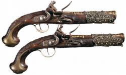 45-9mm-5-56mm:  peashooter85:   Elaborate Pair of Turkish Flintlock