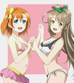 kousaka honoka and minami kotori (love live! and love live! school