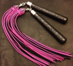 edgeplay-co-uk: Custom pair of pink and black suede nunchuck