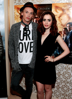 dailylilycollins:  Jamie and Lily  at the Norway Photocall