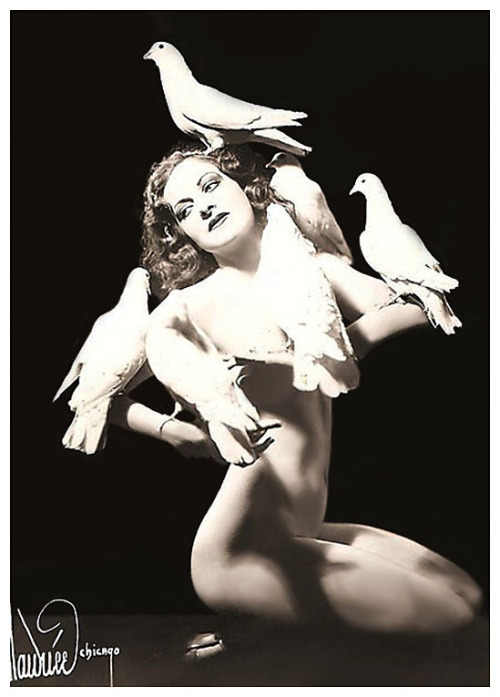 Rosita Royce       aka. “The Dove Dancer”.. Ms. Royce had an act entitled “Dance of the Doves”.. She had trained the doves to fly on stage and assist in the removal of the fine layers of her dance costume..