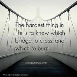 sayingimages:  The hardest thing in life is to know which bridge