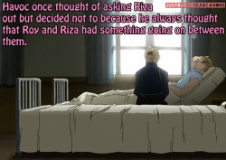 justroyaiheadcanons:  Havoc once thought of asking Riza out but