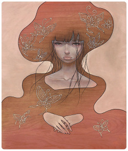 thedistantbird:   Flutter Away by Audrey Kawasaki    