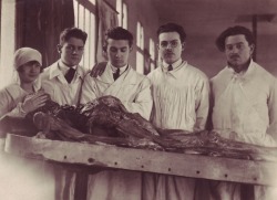 One of a set of French gelatin silver prints showing an autopsy