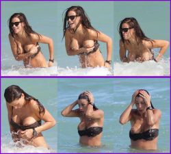 nude-celebz:  Claudia Galanti bikini nip slip