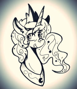 wirelesspony:  Decided just to only ink, and did my horse waifu.