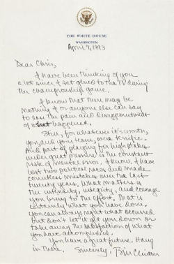 Bill Clinton’s hand-written letter to Chris Webber after