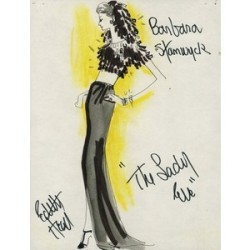 Fashion illustration of Barbara Stanwyck for “The Lady