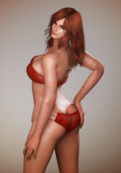youngjusticer: Burning desire. Red Bikini, by Nika. 