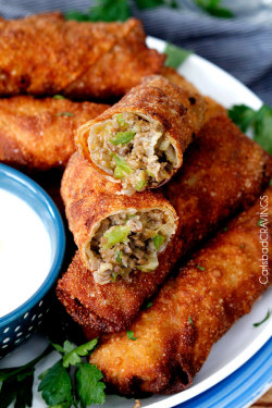 craving-nomz:  Philly Cheesesteak Egg Rolls