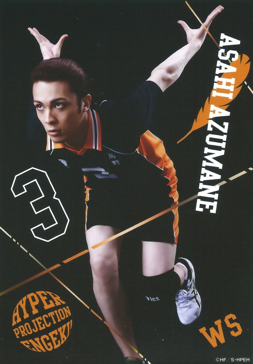 nimbus-cloud:   Hyper Projection Engeki Haikyuu Bromide scans - Third Years Sawamura Daichi - Tanaka KeitaSugawara Koushi - Ino HirokiAzumane Asahi - Tomimori Justin please credit for scans 