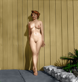 oldiznew:  Laurene Dulac nude in the backyard, photography by