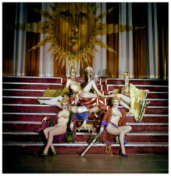 Showgirls pose on stage at NYC’s ‘Latin Quarter’ nightclub..Photographed