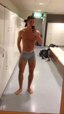 luv2bslappedaround:  Young Alpha surveying the super clean locker