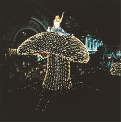 Alice atop a mushroom, Main Street Electrical Parade