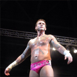 cmpunkarmy: Credit to teamcmpunk_. Nice pink bulge!