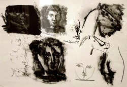 dionyssos:  Pablo Picasso , page of  sketches  lithograph 1945