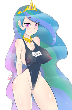chronicsoda:  Guess who stole Luna’s swimsuit.   > .<