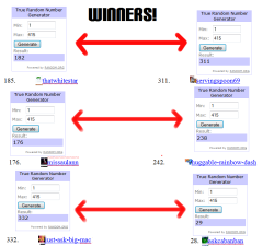 Congratulations to the winners! Here are the pairngs thatwhitestar