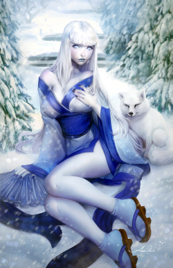 amberharrisart:  Commission for Lucciola of Rin, their yuki-onna