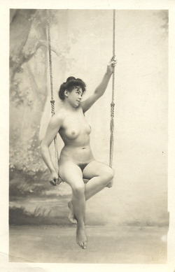  vintage-addicted:   Someday I&rsquo;m actually going to do a compilation post of all the pictures I&rsquo;ve found of Victorian chicks sitting naked on swings. Someday.