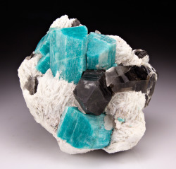 gokuma:  bijoux-et-mineraux:  Amazonite, Smoky Quartz and Albite