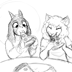 stedilnik: a pair of good boys enjoying a pizza  edit: forgot