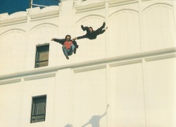 avtavr:  Stunt-doubles executing a “fall” during the filming