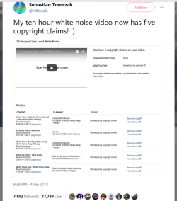 algopop:  YouTube White Noise copyright claims test by Sebastian