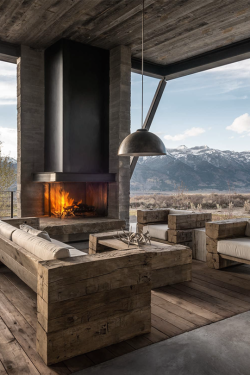 alpine-ardor:  bigtoysera:  Fireplace. | Source  houses in jackson,