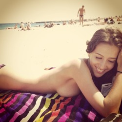 Nude beach! #guywascreepin (at Platja de la Mar Bella)