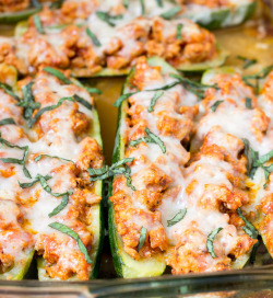 beautifulpicturesofhealthyfood:  Chicken Parmesan Zucchini Boats…RECIPE