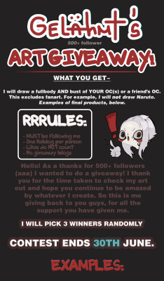 gelahmt:  ART GIVEAWAY TIME! I will draw a fullbody and bust