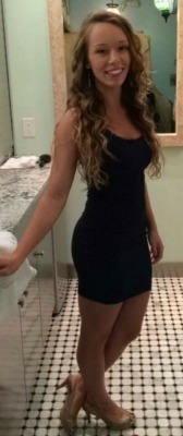 Sexy legs in this black dress