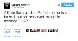 cumberbuddy:  Wow, his last tweet :( Rest In Peace Leonard Nimoy.