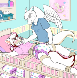 dailydiaperfur:  Naughty Baby Girl. Art by Wen. Featuring LittleRedLoli