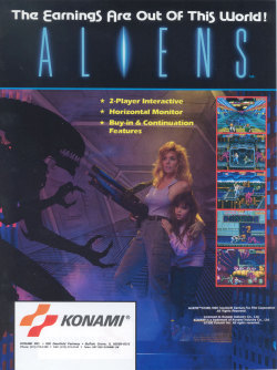 alexhchung:  Aliens arcade game poster by Konami from 1990 