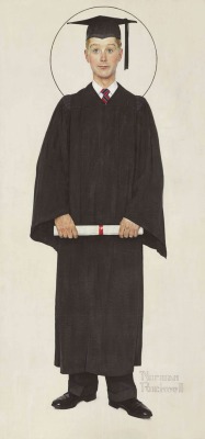 Top:  Norman Rockwell, Boy Graduate, oil on canvas, 74.5 x 36”,
