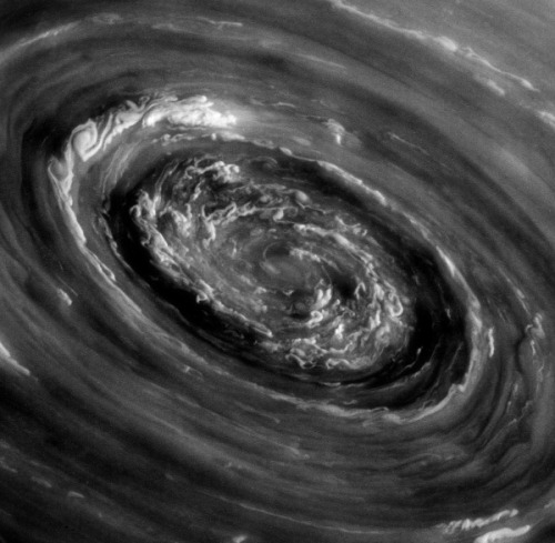 Saturn’s north polar cyclone ~ photo released by NASA