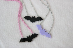 poisontragicshop:Pastel goth bats necklaces from our store! Just