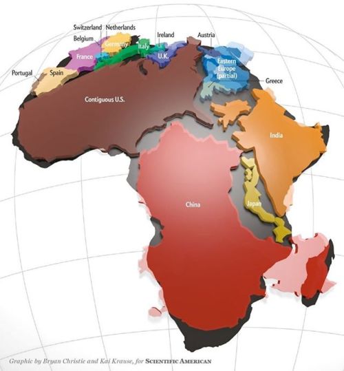 cerebrodigital:  Este es el tamaño real de África. Muchas personas