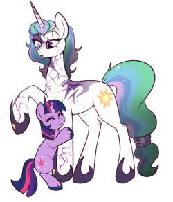 fillyfooler:Celestia is not used to affection, but Twilight is