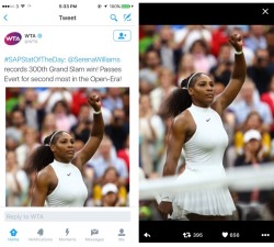 mellow———-madness:  Serena won her 300th Grand Slam Match!!!