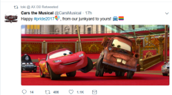 9enj1: is this saying mater and lightning mcqueen are gay