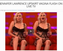 celebspleasurepics:  Jennifer Lawrence upskirt flash on live