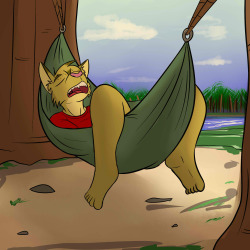 Adam taking a nap in a hammock.