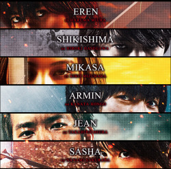  New character previews from the SnK live action movie site!